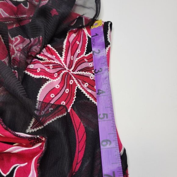 Sheer See Through Red and Black Ruffle Frilly Sleeveless Mini Dress - Picture 12 of 14